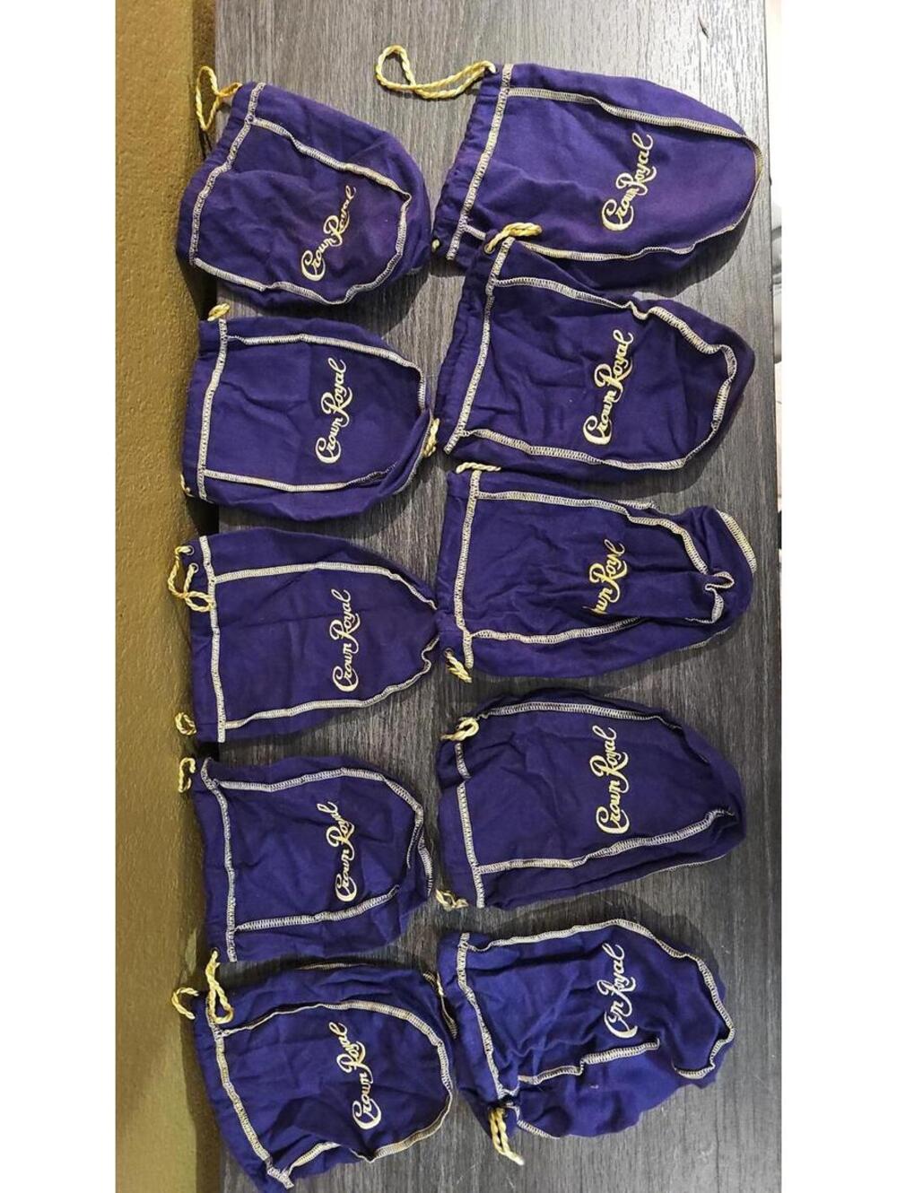 Crown Royal Purple Drawstring Bags – 6 in size – Lot of 10